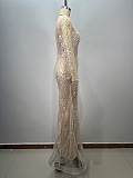 SUPER WHOLESALE | Plunging Pearl Beaded Gown