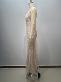 SUPER WHOLESALE | Plunging Pearl Beaded Gown