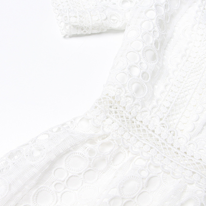 SUPER WHOLESALE | Lace Stand Collar Long Dress
