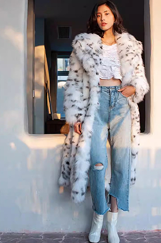 Furry Leopard Spots Long Coat