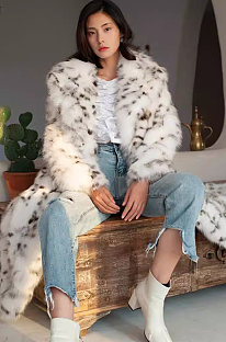 Furry Leopard Spots Long Coat