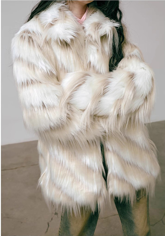 Faux Fur Jacket in Two Tones