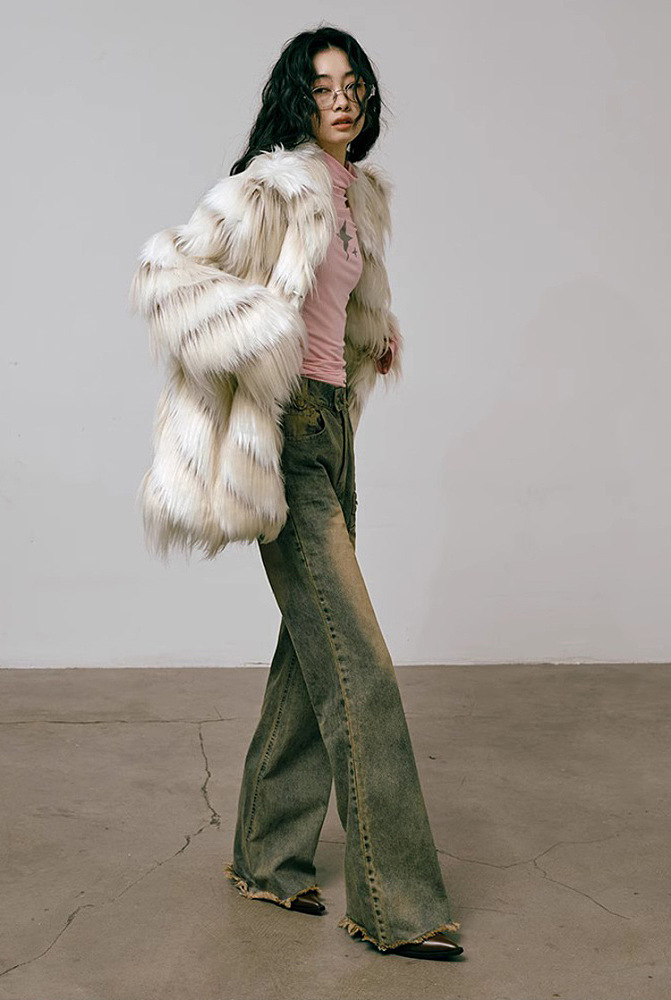 Faux Fur Jacket in Two Tones