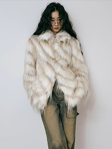 Faux Fur Jacket in Two Tones