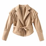 Self-tie Blazer Collar Jacket Top