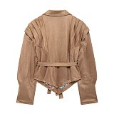 Self-tie Blazer Collar Jacket Top