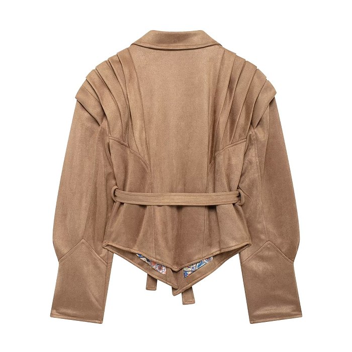 Self-tie Blazer Collar Jacket Top