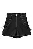Lace Up Leather Shorts