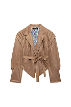 Self-tie Blazer Collar Jacket Top