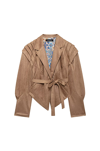 Self-tie Blazer Collar Jacket Top