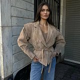 Self-tie Blazer Collar Jacket Top
