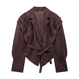 Self-tie Blazer Collar Jacket Top