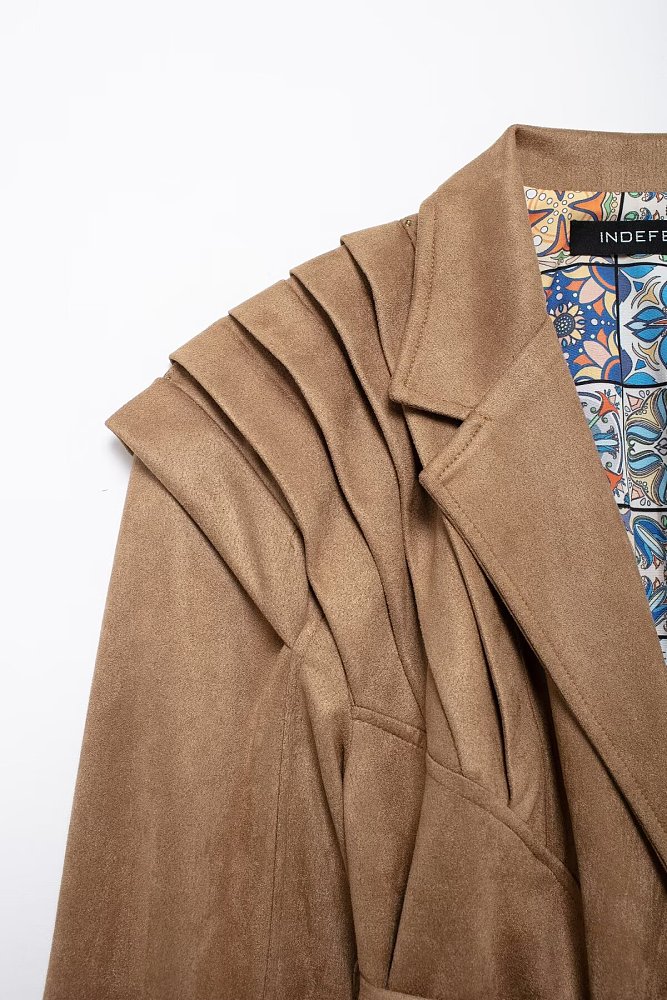 Self-tie Blazer Collar Jacket Top