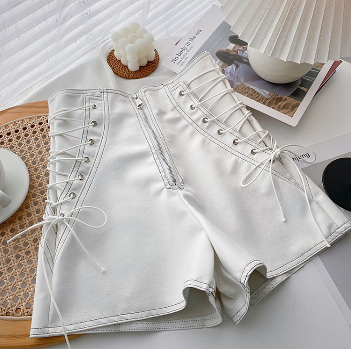 Lace Up Leather Shorts
