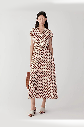 Long Silk Double-Crepe Twill Dress