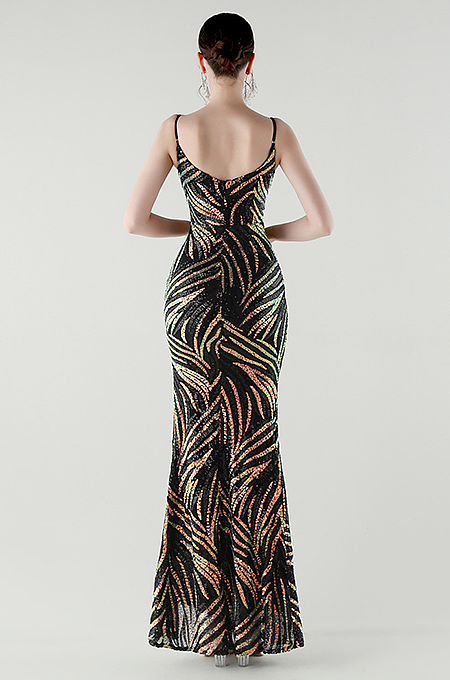 Sequins Split Cami Evening Dress
