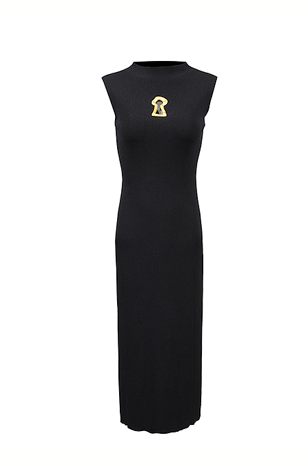 Mock Neck Sleeveless Midi Dress