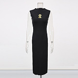 Mock Neck Sleeveless Midi Dress