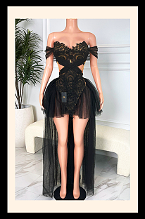 Vernise Black Skirt Set