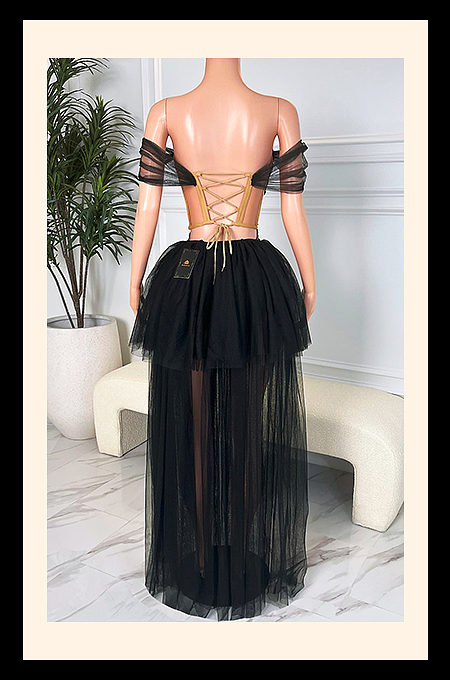 Vernise Black Skirt Set