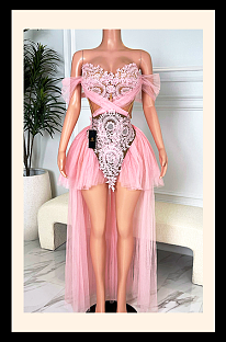 Vernise Pink Skirt Set