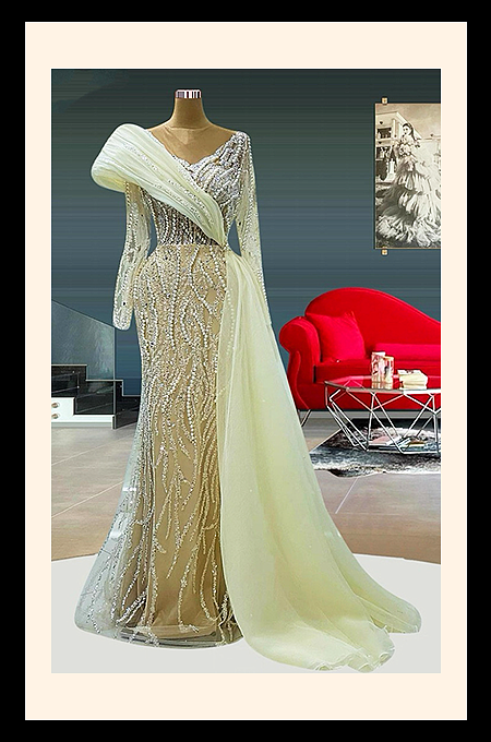 Beaded Strapless Evening Gown