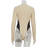 Mesh Patchwork Long-sleeved Corset