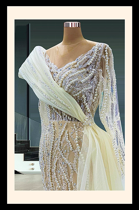 Beaded Strapless Evening Gown