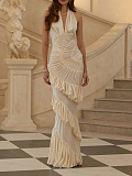 Halter Ruffles Long Dress