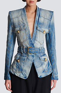 Denim Jacket with Buckle