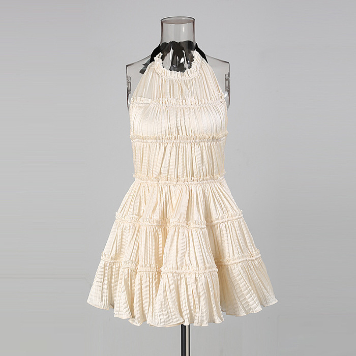 Neck-tie Ruffles Mini Dress