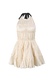 Neck-tie Ruffles Mini Dress