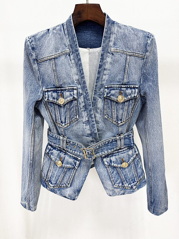 Denim Jacket with Buckle