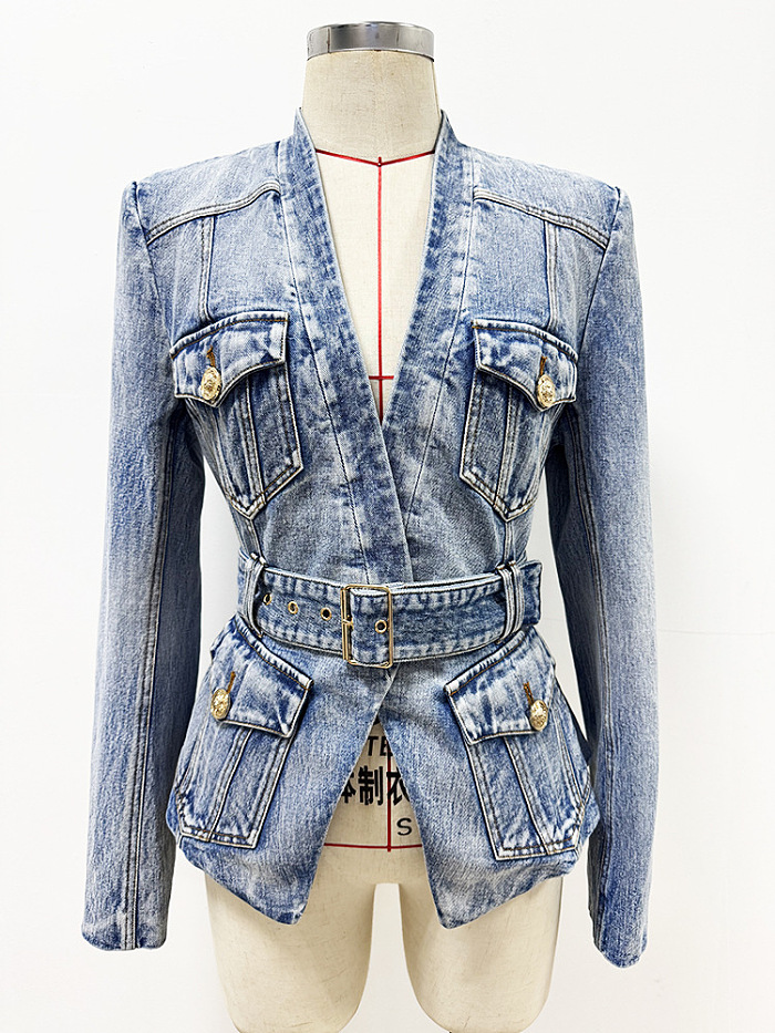Denim Jacket with Buckle