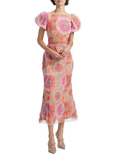 Rhinestone Patchwork  Midi Dress