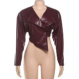 Pu Material Crop Jacket Top