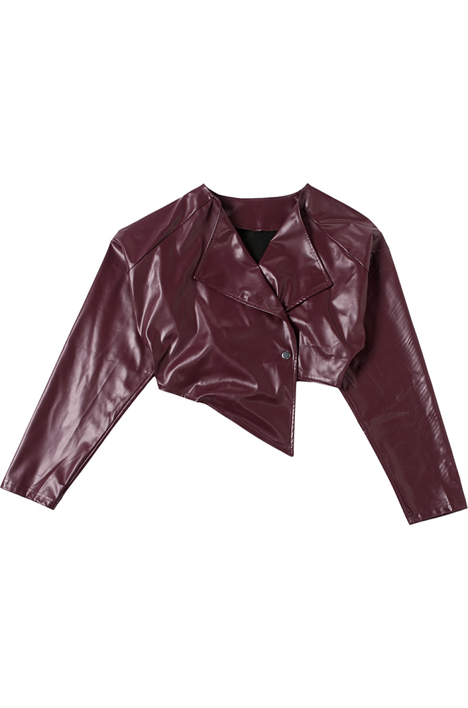 Pu Material Crop Jacket Top