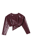 Pu Material Crop Jacket Top