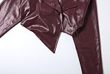 Pu Material Crop Jacket Top