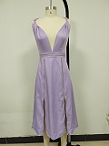 Plunging Neck Zipped Dress