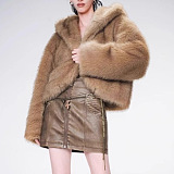 Hooded Faux Fur Jacket Coat