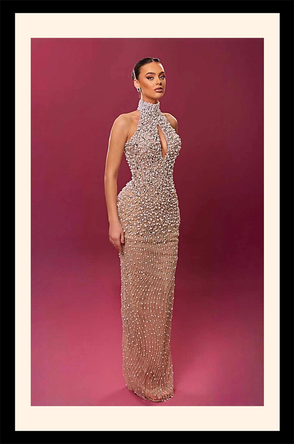 Beaded Cut-out Gown