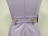 Plunging Neck Zipped Dress