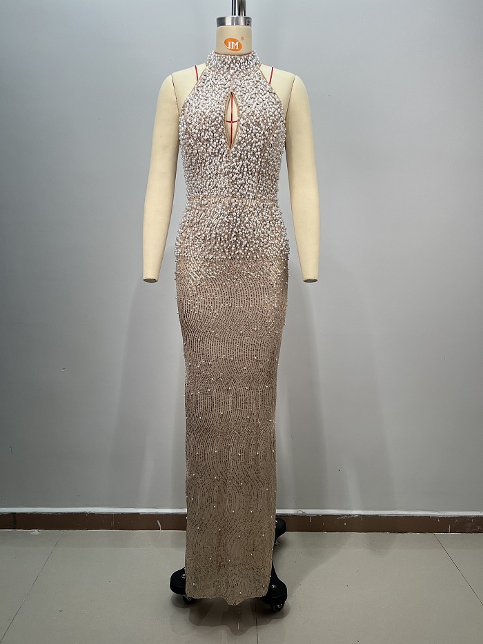 Beaded Cut-out Gown