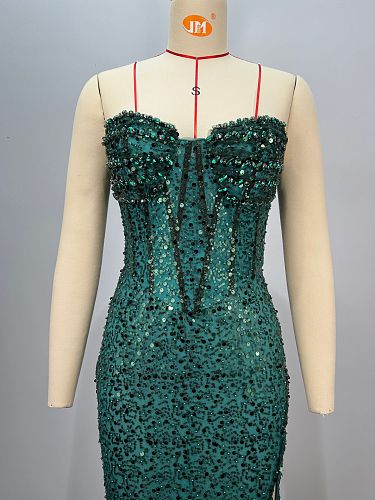 Sequins & Stone Off-shoulder Gown