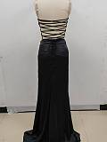 Split Gown in Gold & Black