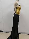 Split Gown in Gold & Black