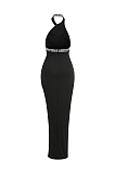 Halter Open-back Evening Dress