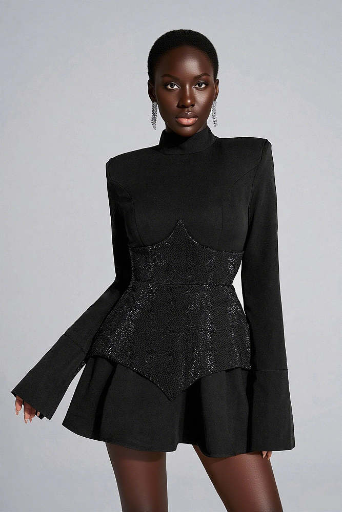 Sequins Pleated Mini Dress