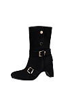 Mid-calf Boots with Button and Buckle Strap